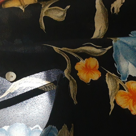 NY&Co Floral Watercolor Print Tank Dress VTG 90s Navy Blue Orange Yellow Size 8 - Picture 15 of 16